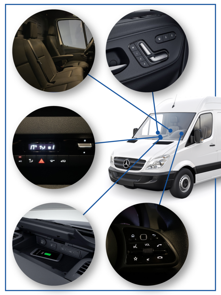 extra opties voor mercedes sprinter automaat De extra opties zijn onder andere:
Airco
Bijrijdersbank
Elektronische remkrachtverdeling
Multifunctioneel stuurwiel
Opbergvak voor smartphones inclusief wireless charging
Bestuurdersstoel elektrisch verstelbaar